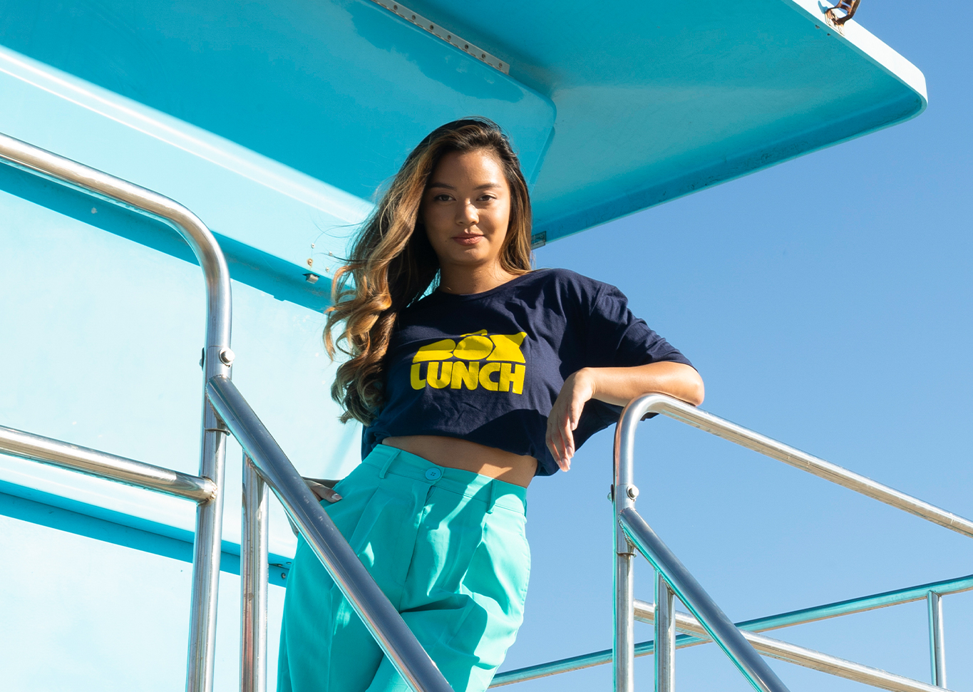 Box Lunch crop top at the beach