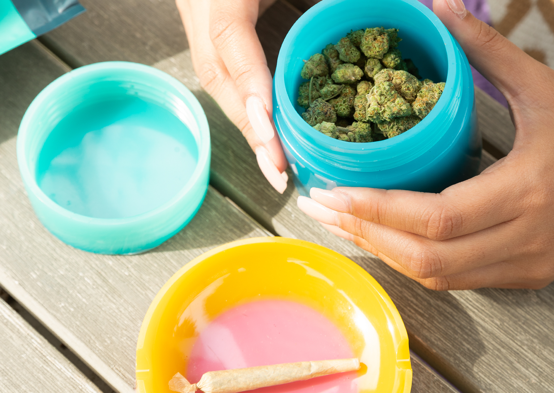 Nugs and rolled joint in container