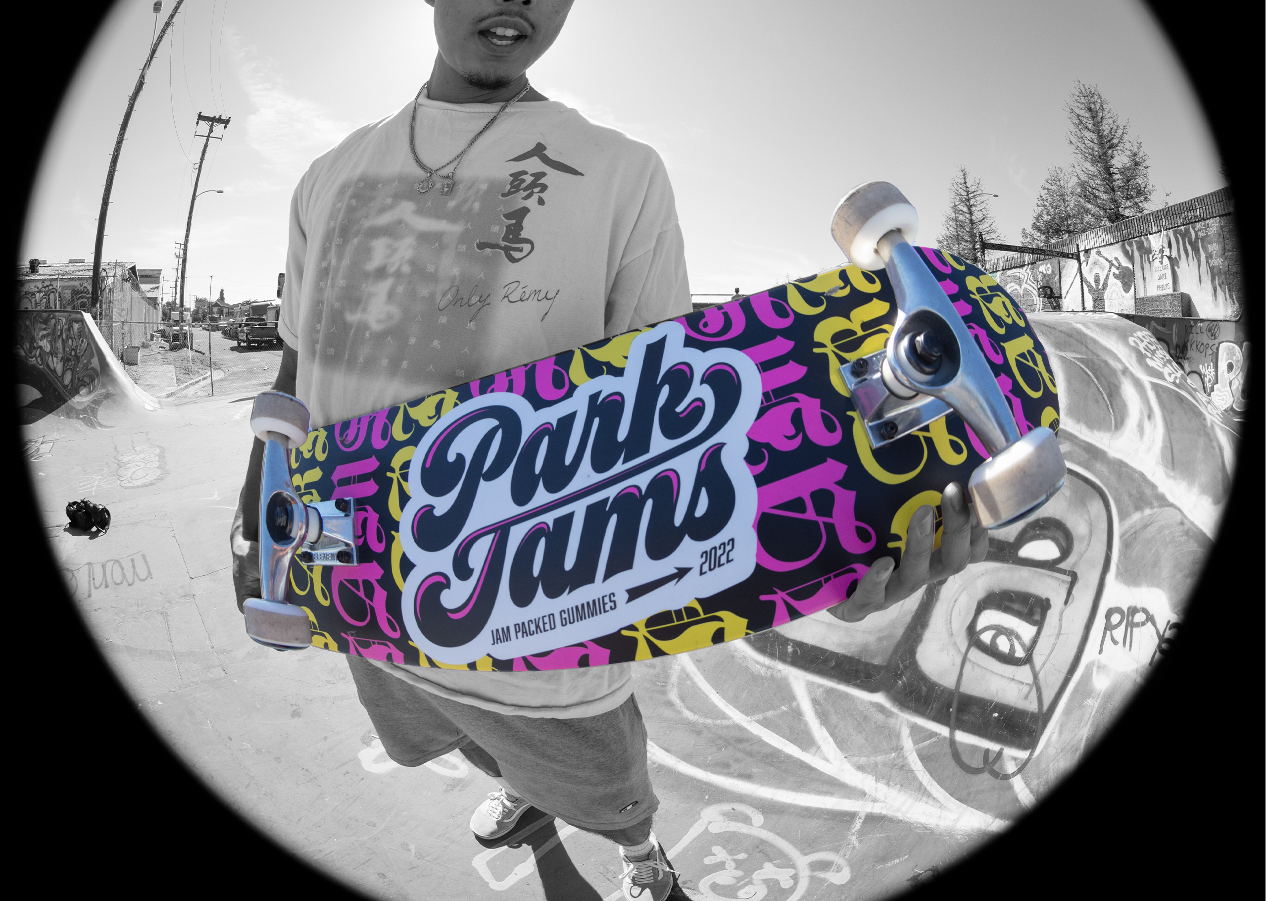 Park Jams branded skateboard deck
